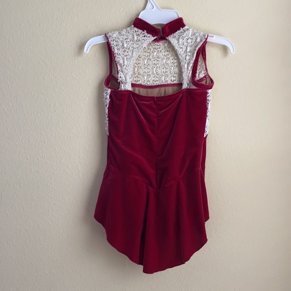 Handmade used red ice skating outfit - Picture 2 of 6
